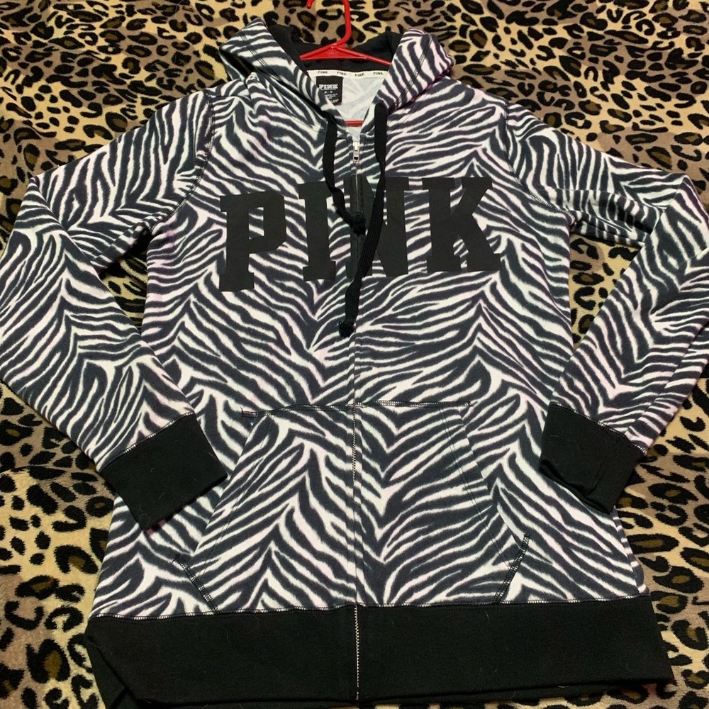 Victoria’s Secret Pink zebra zip up hoodie